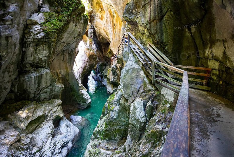Climbing facility in the dark gorge