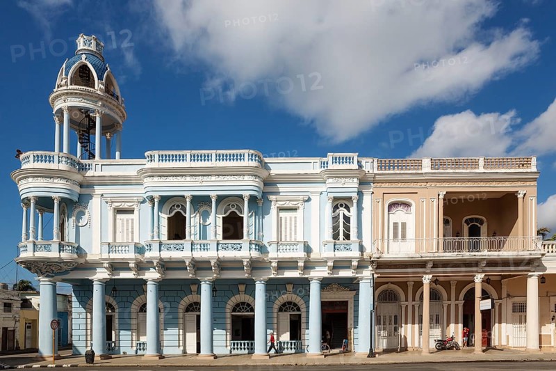 Porticoed Neoclassical buildings at the Parque Jose Marti