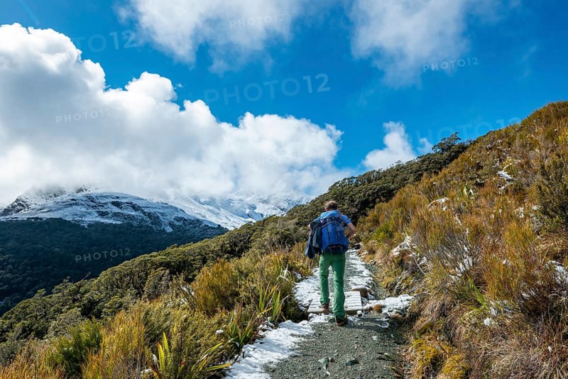 Hiker on trail to Key Summit