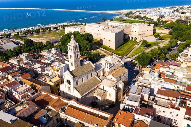 Aerial view of Castello Svevo and Cathedral Basilica of Saint Mary 'Maggiore'