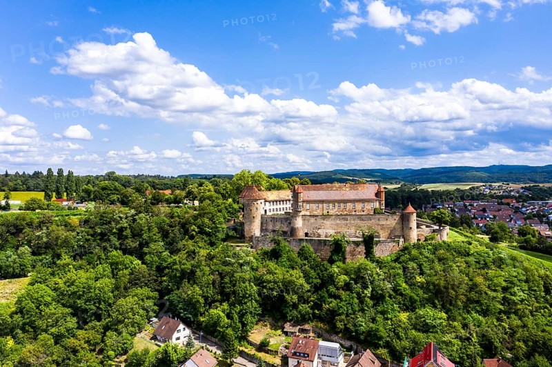 Aerial view of Stettenfels Castle