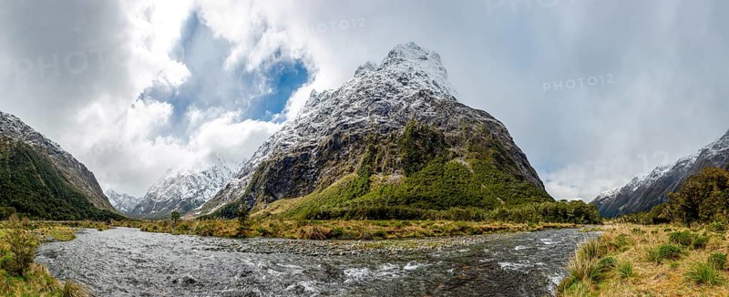 Valley with snow-capped mountains