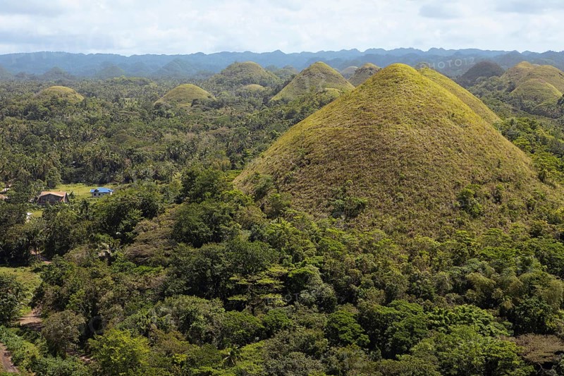 Chocolate Hills with residential house
