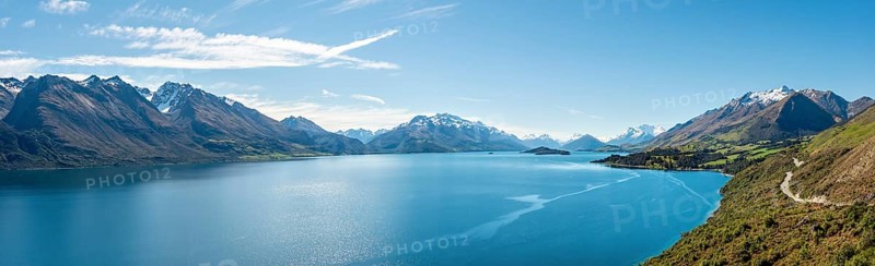 View towards Glenorchy on lake with mountains