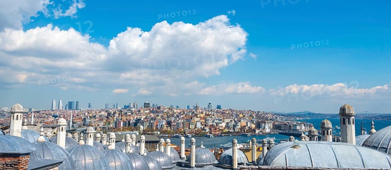 View from Sueleymaniye Mosque over the city with Galata Tower