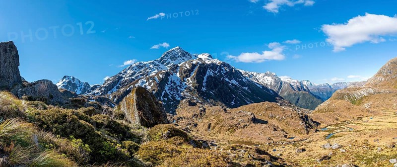 View of surrounding peaks with Mount Xenicus below Lake Harris