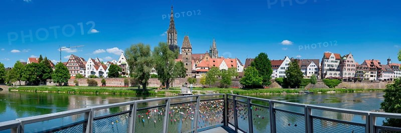 Panorama over the Danube to Ulm with Ulm Minster and Butcher's Tower