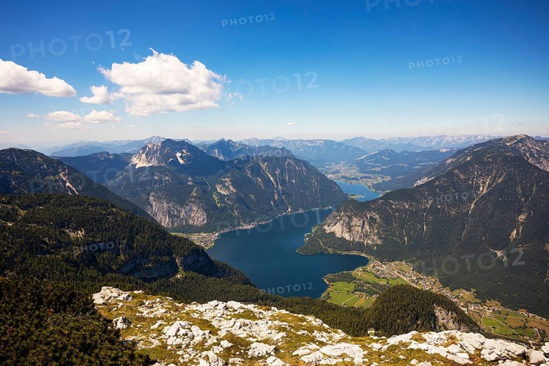 View from the Krippenstein to the Hallstaettersee Obertraun and Hallstatt