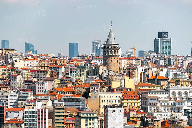 View from Sueleymaniye Mosque over the city with Galata Tower