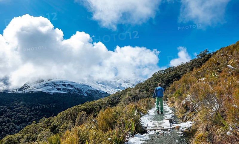 Hiker on trail to Key Summit