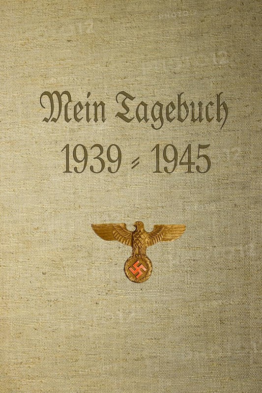 Binding of a historical diary 1939 to 1945 with the Reich Eagle and swastika