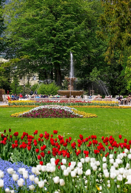 Alps Solespringbrunnen in the spa gardens Bad Reichenhall
