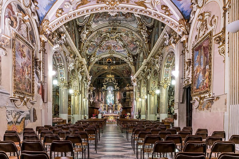 The baroque Sanctuary Santuario Santa Maria del Monte with the black Madonna on the Sacro Monte di Varese