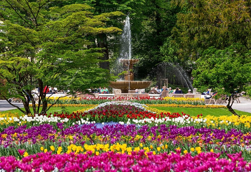 Alps Solespringbrunnen in the spa gardens Bad Reichenhall