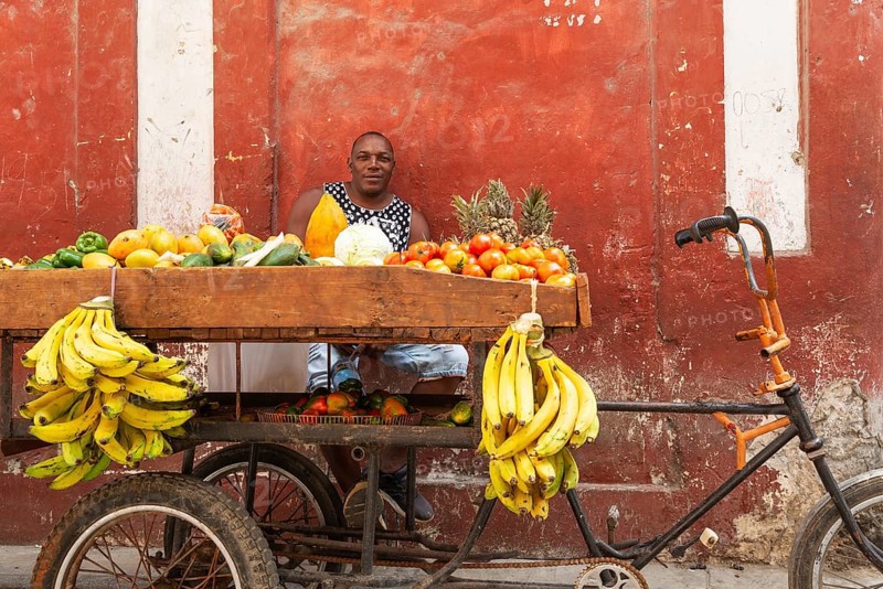 Mobile bicycle fruit and veg stall