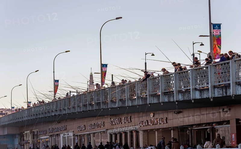 Many anglers on Galata Bridge