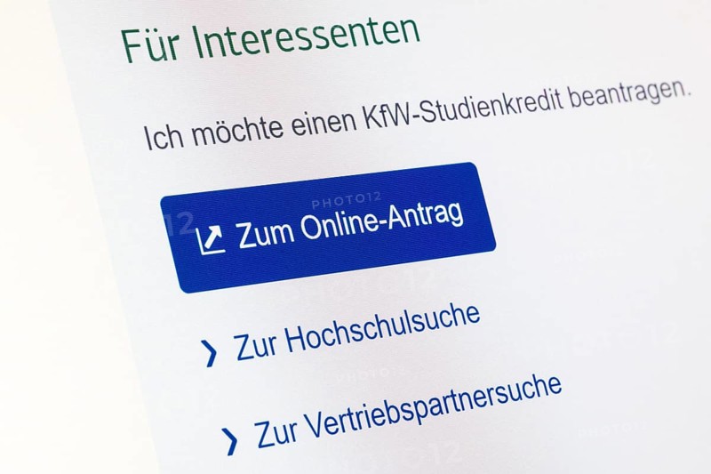 Online application for a KfW student loan