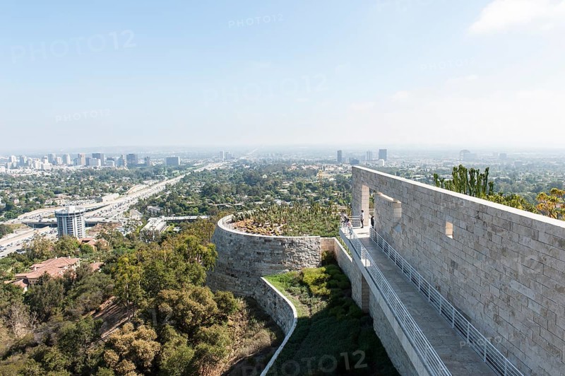 View of cactus garden and downtown from the Getty Center in Brentwood