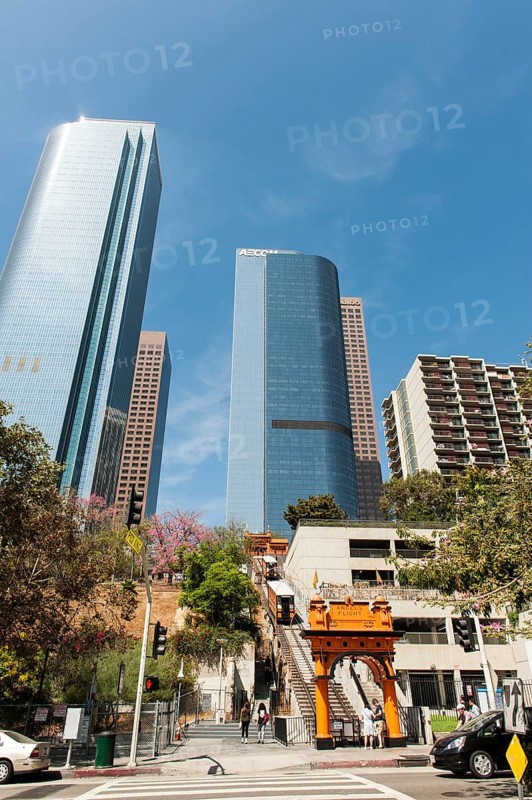 Historic funicular railway Angels Flight with both cars in operation