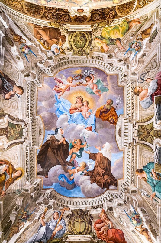 Blessed Caterina and Giuliana adore the Virgin and Blessing Child Jesus