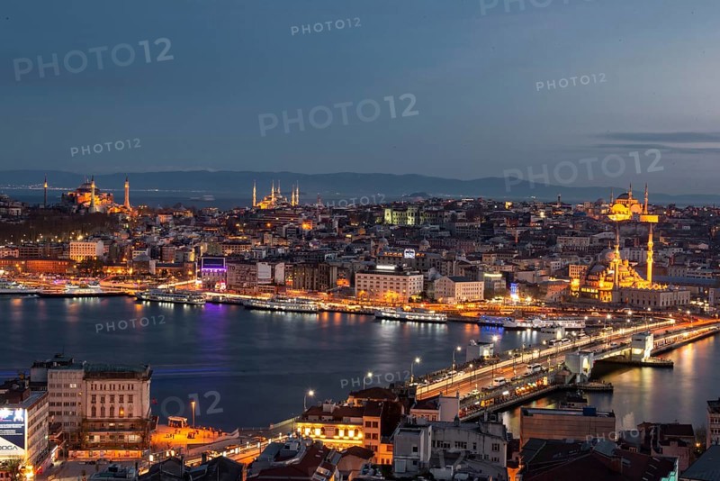 City view at dusk