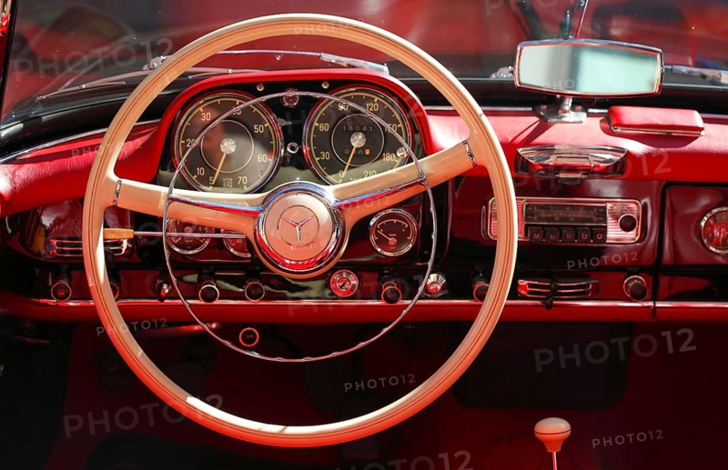 Dashboard and steering wheel of a Mercedes Benz