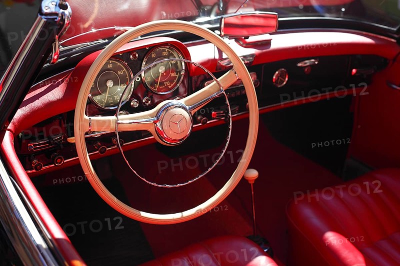 Dashboard and steering wheel of a Mercedes Benz