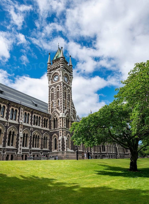 Old neo-gothic main building with bell tower