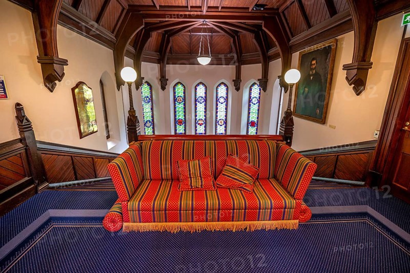 Sofa in the staircase of the old university building