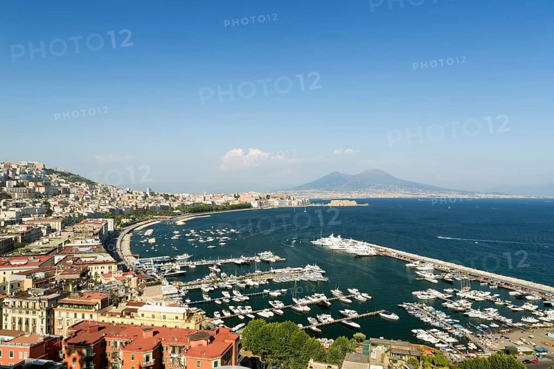 View of Bay of Naples with harbour and Vesuvius