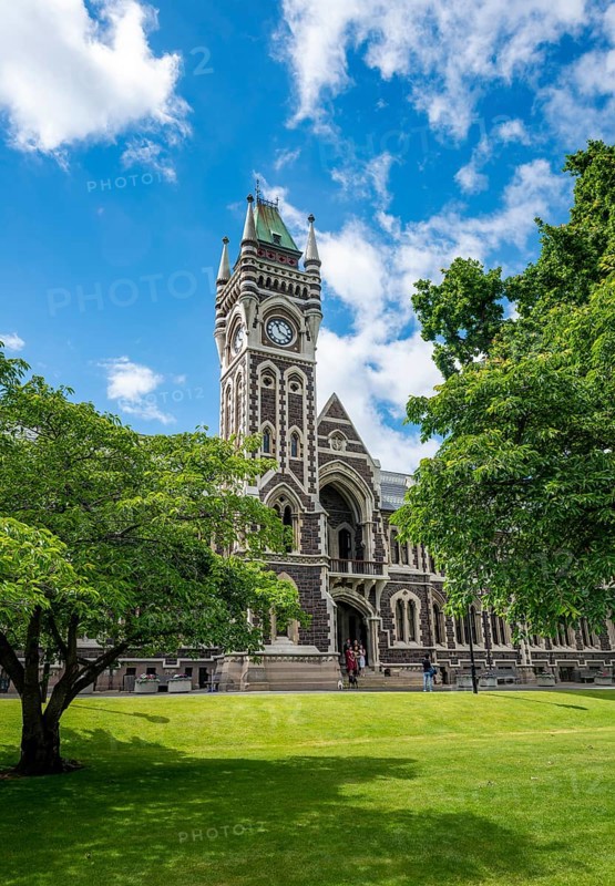 Old neo-gothic main building with bell tower