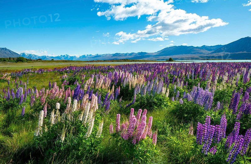Purple large-leaved lupins
