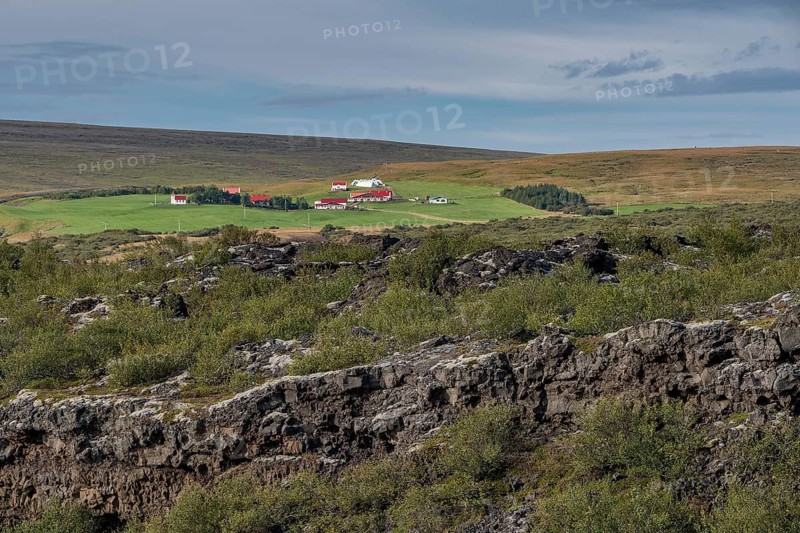 Lava field Hallmundarhraun at the Hraunfossar