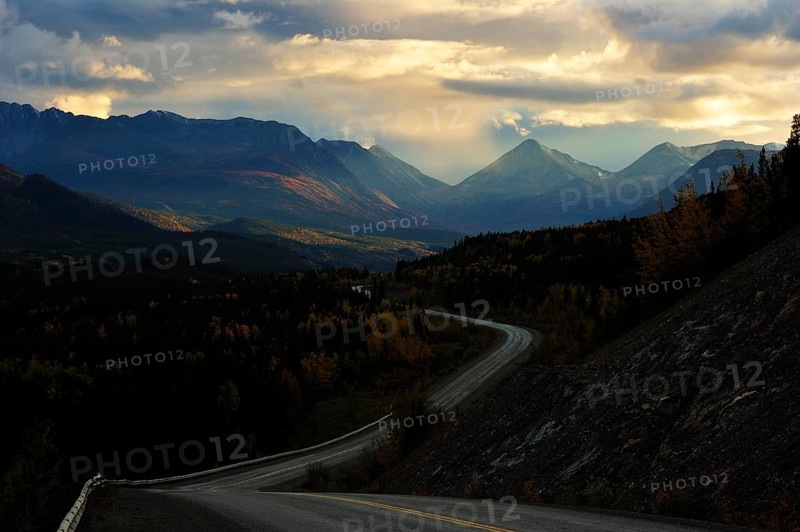 Alaska Highway through the mountains