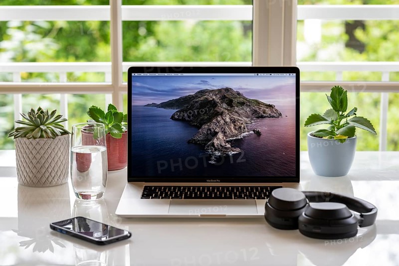 Home office with laptop