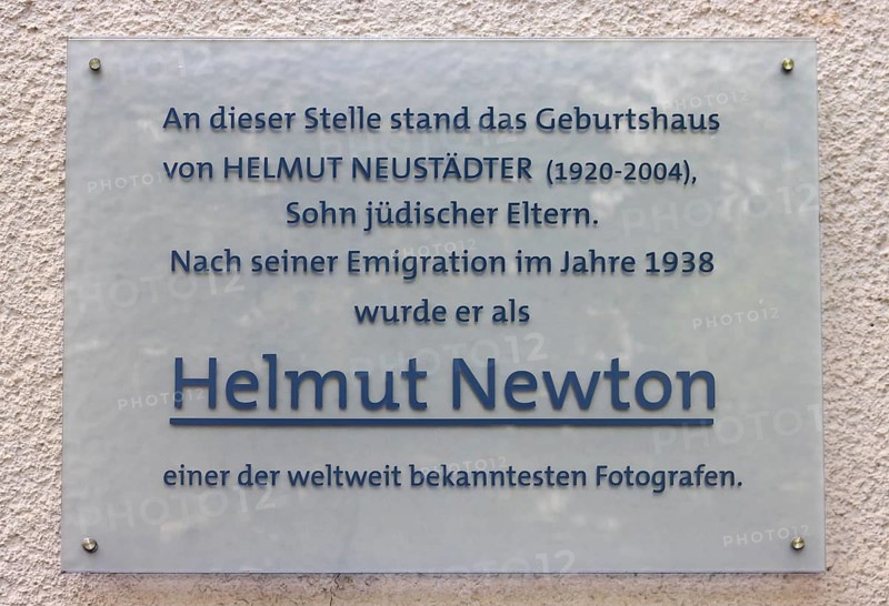 Commemorative plaque by Helmut Newton
