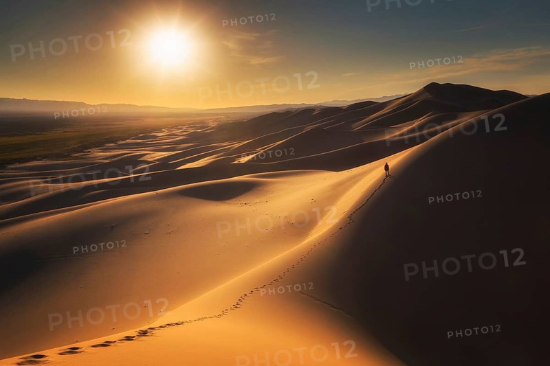 Morning hike in Khongor sand dunes. Umnugobi province