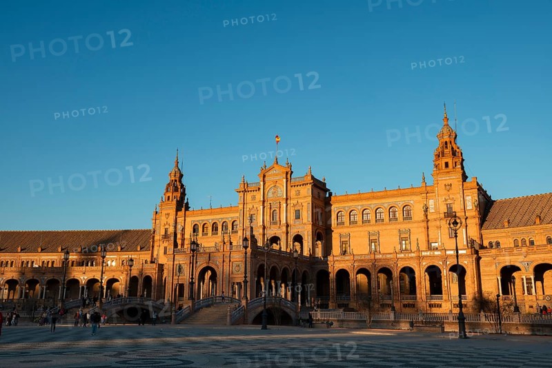 Main building at Plaza de Espana in the evening light