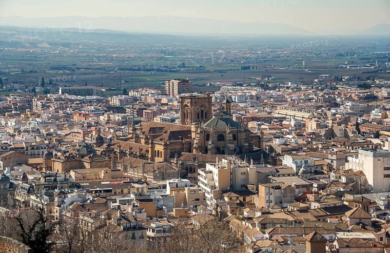 View from the Alhambra to the cathedral of Granada