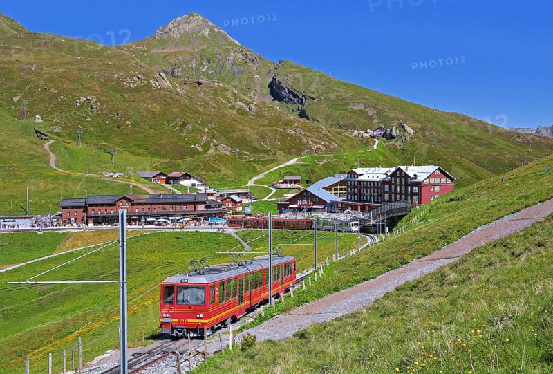 Kleine Scheidegg with mountain railway station and Jungfrau Railway