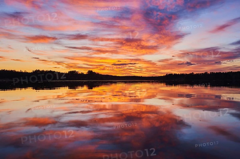 Nature reserve Grosser Russweiher at sunset