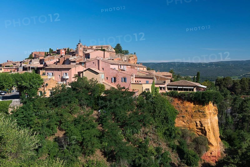 Roussillon mountain village on ochre rock