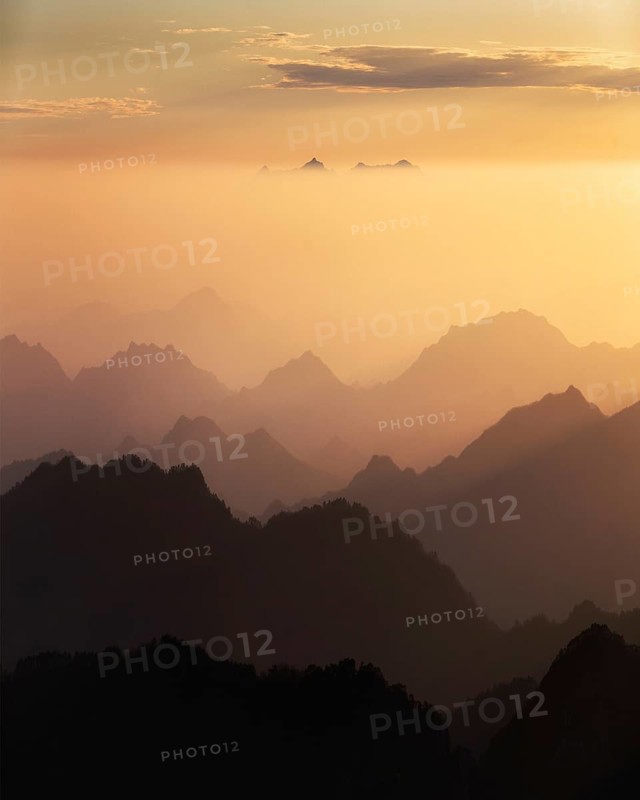 Layers of Huangshan (Yellow mountains) mountains. Anhui province
