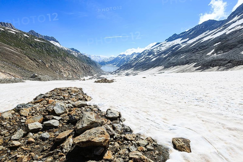 View over the Oberaar Glacier to the Oberaar Lake