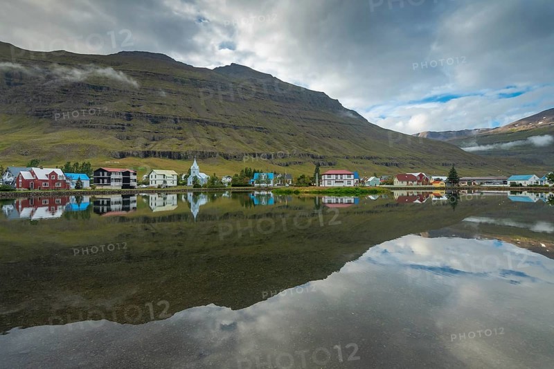 View over the village Seyoisfjoerour