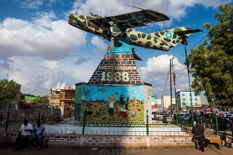 Old russian MIG airplane in the center of Hargeisa