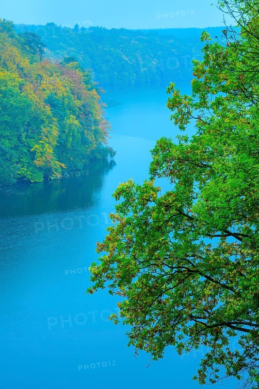 View from the high shore to the lake Schmaler Luzin in the Feldberger Seenlandschaft