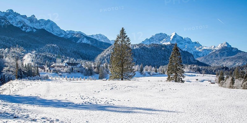Luxury Hotel Elmau Castle in winter