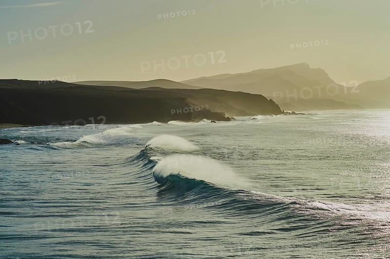 View from Mirador La Pared to beach Playa de la Pared at sunset