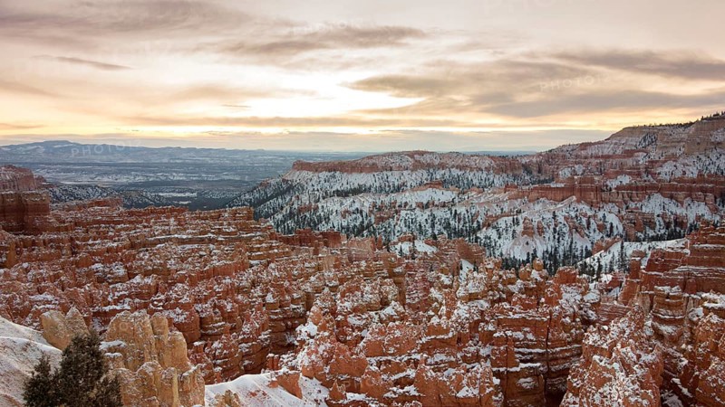 Rock formation amphitheater at sunrise